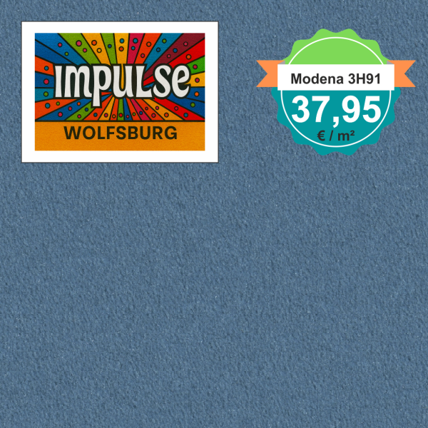 Vorwerk Teppichboden Modena 3H91 blau – hochwertiger Velours in klassischem Blau, Meterware in 4 oder 5 m Breite